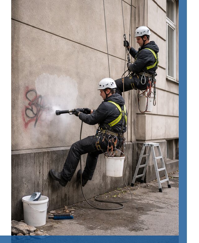 Удаление граффити с фасада в Острогожске от 4694 р. | ВЫСОТНИК-Стг