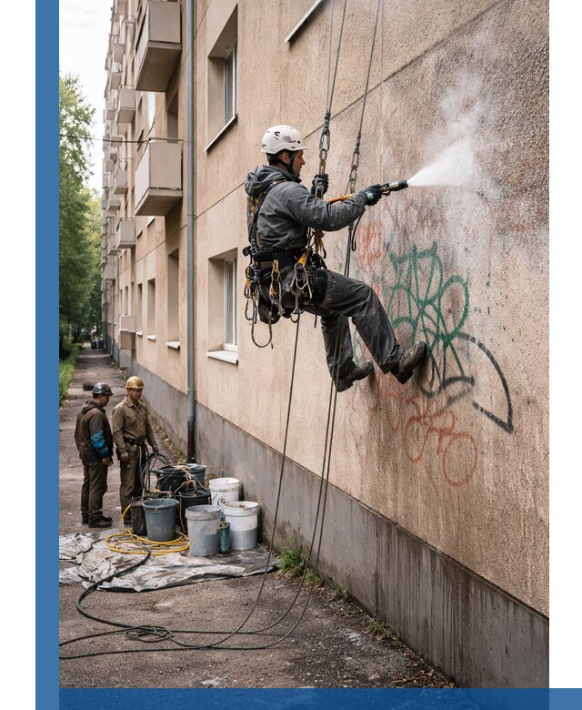 Удаление граффити с фасада в Острогожске без следов и повреждений