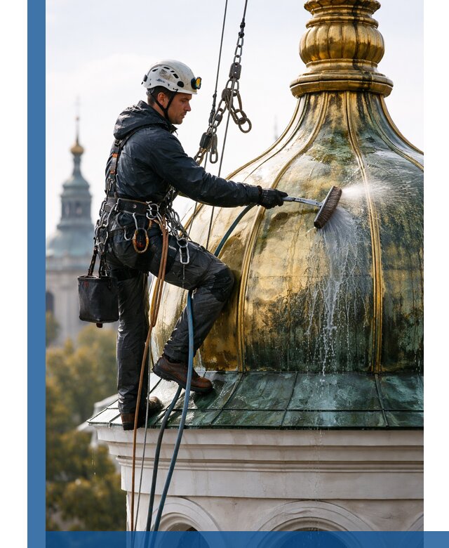 Профессиональная мойка куполов и шпилей высотными альпинистами в Острогожске