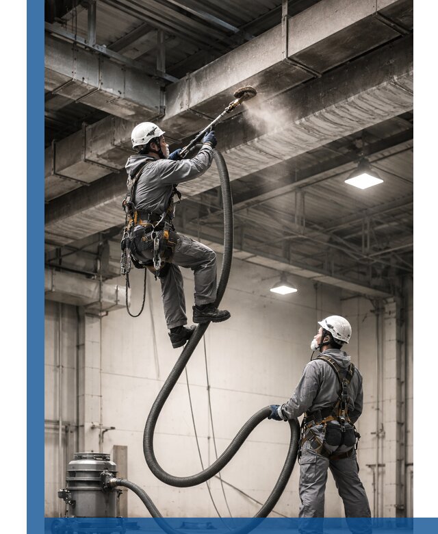 Обеспыливание потолочных конструкций в Острогожске промышленным альпинизмом