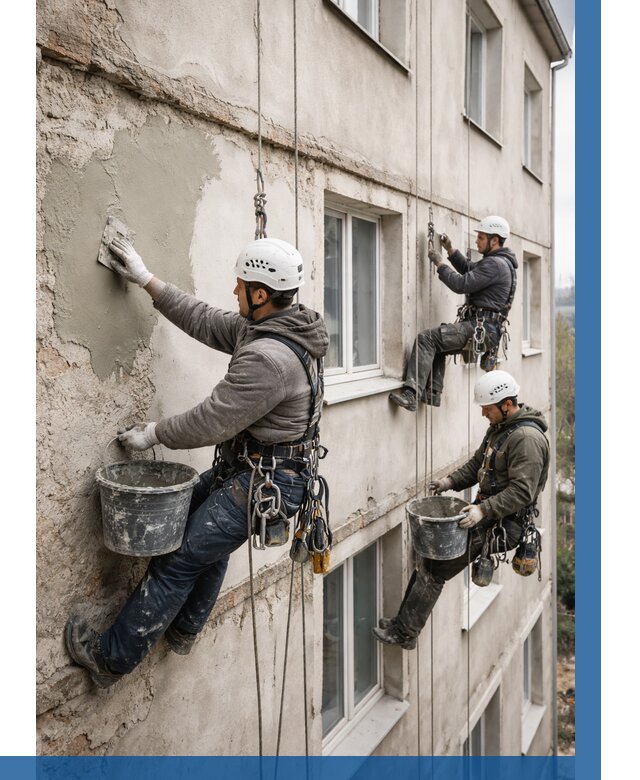 Ремонт штукатурного фасада в Острогожске от 782 р. под ключ | ВЫСОТНИК-Стг