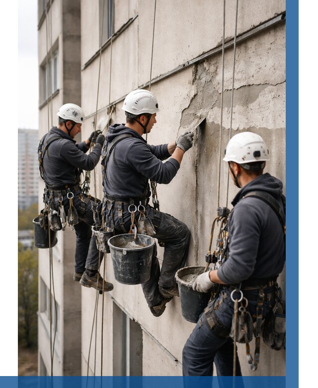 Ремонт бетонных элементов фасада в Острогожске от 2608 р. | ВЫСОТНИК-Стг