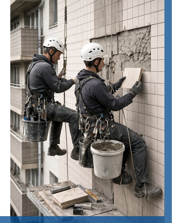 Ремонт облицовки фасада плиткой в Острогожске от 1878 р. | ВЫСОТНИК-Стг