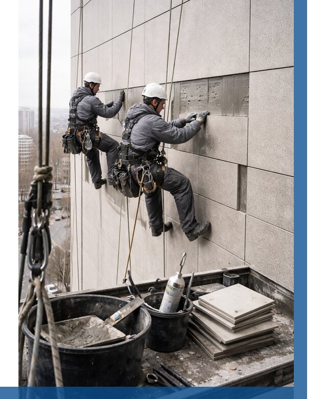 Ремонт фасада из керамогранита в Острогожске от 2608 р. | ВЫСОТНИК-Стг