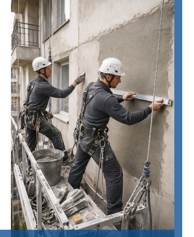 Штукатурка фасада на высоте в Острогожске от 939 р. | ВЫСОТНИК-Стг