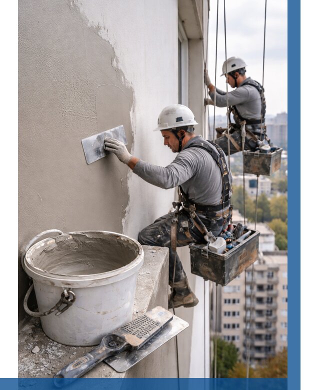 Шпаклевка фасада на высоте в Острогожске от 730 р. | ВЫСОТНИК-Стг