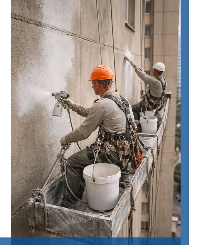 Грунтовка фасада на высоте в Острогожске от 125 р. | ВЫСОТНИК-Стг