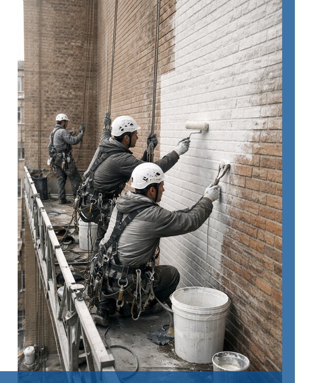 Покраска кирпичного фасада в Острогожске от 365 р. | ВЫСОТНИК-Стг