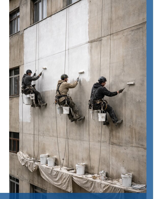 Покраска бетонного фасада в Острогожске от 365 р за м2 | ВЫСОТНИК-Стг