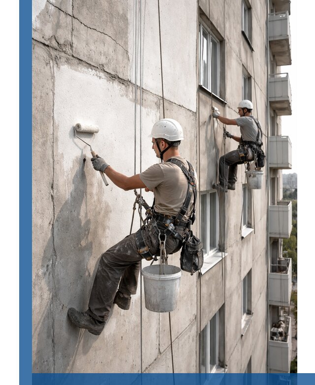 Покраска бетонного фасада в Острогожске для жилых и промышленных объектов