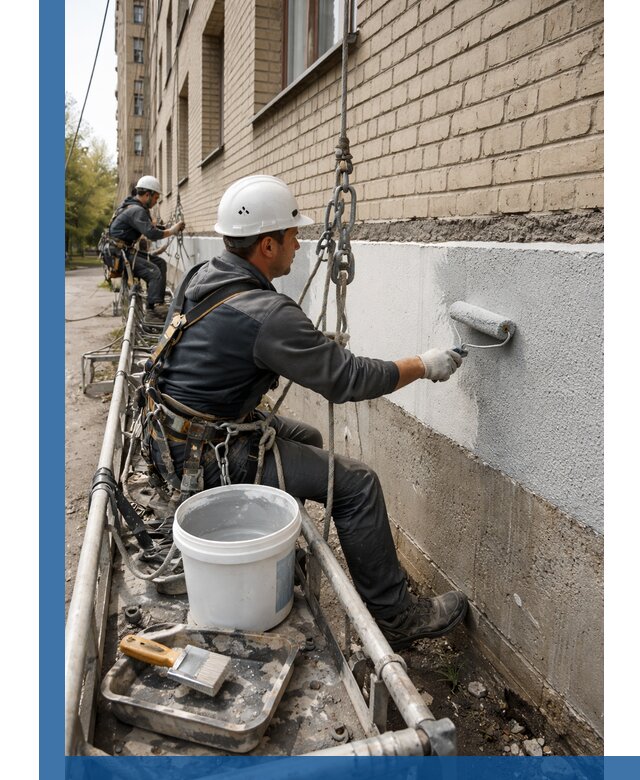 Окраска цоколя здания в Острогожске профессионально и надежно