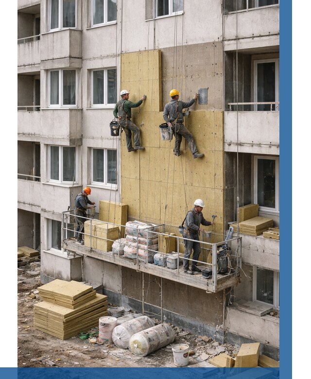 Утепление фасада минватой в Острогожске от 1565 р. | ВЫСОТНИК-Стг