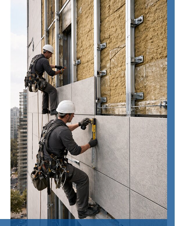 Монтаж вентилируемого фасада в Острогожске от 3651 р. | ВЫСОТНИК-Стг