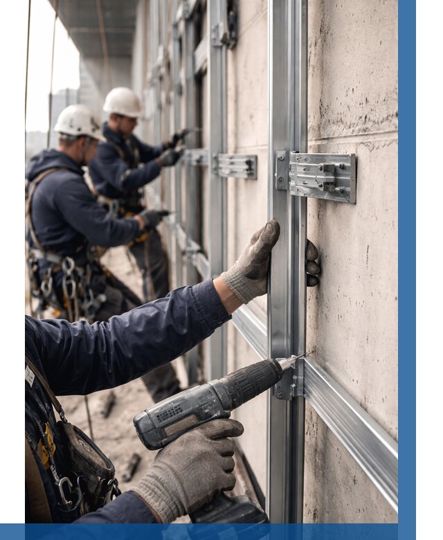 Монтаж подсистемы вентфасада в Острогожске от 887 р. | ВЫСОТНИК-Стг