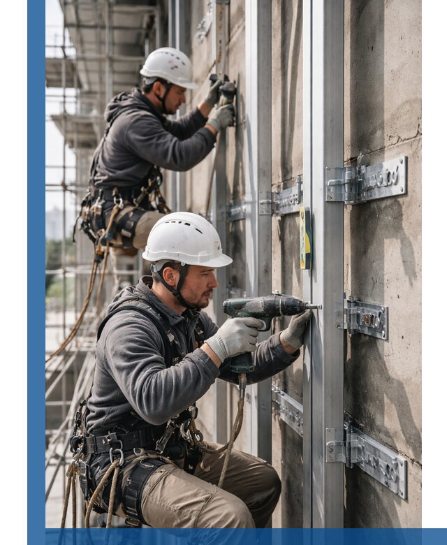 Монтаж и крепление подсистемы вентфасада в Острогожске