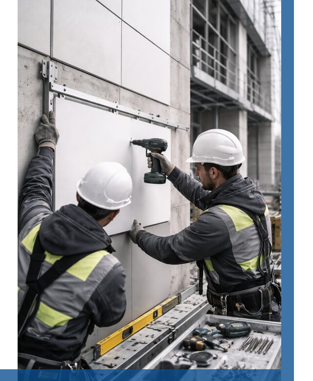 Монтаж композитных панелей фасада в Острогожске от 2608 р. | ВЫСОТНИК-Стг