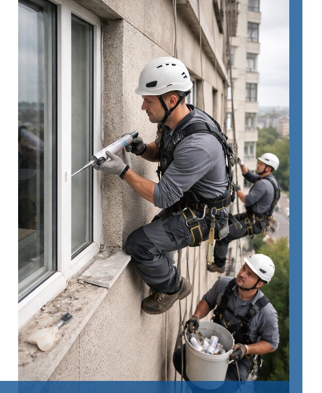 Герметизация оконных швов снаружи в Острогожске от 1565 р. | ВЫСОТНИК-Стг