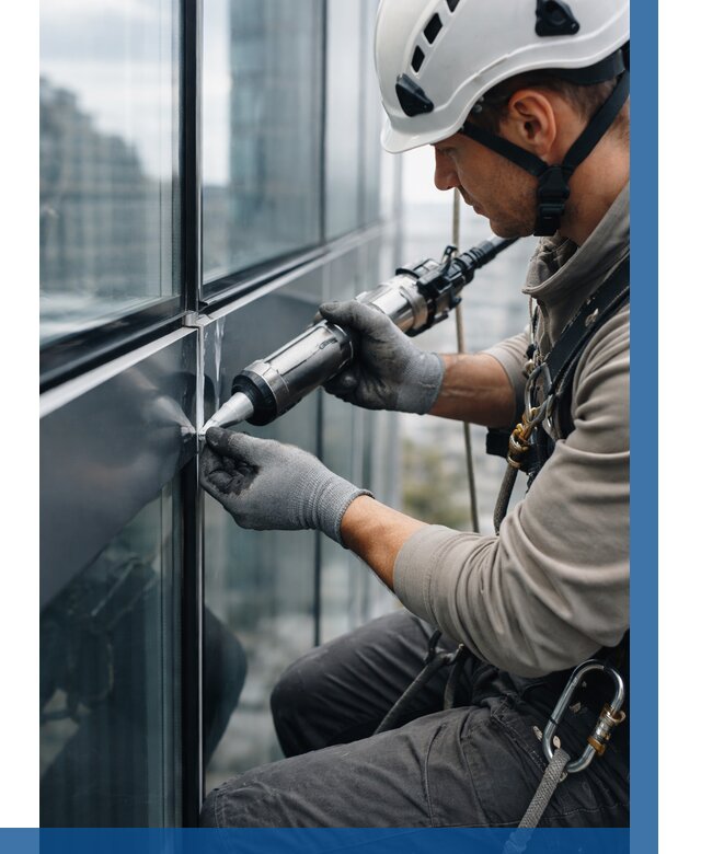 Герметизация стыков витража в Острогожске от 1252 р. | ВЫСОТНИК-Стг