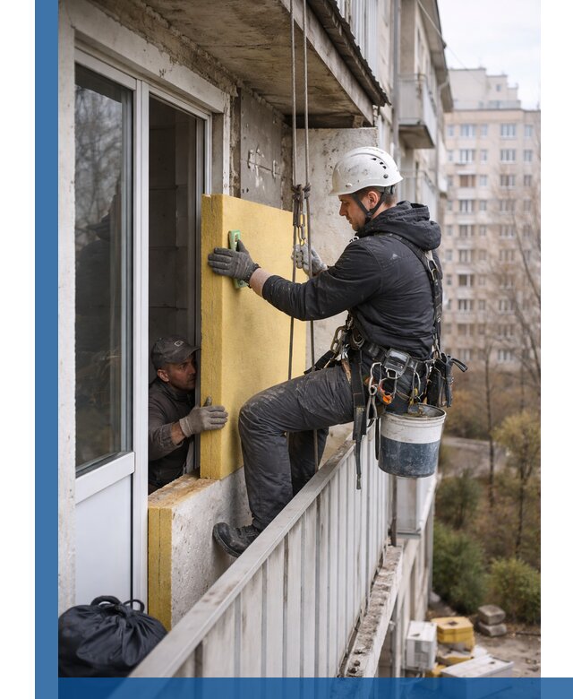 Профессиональное утепление балкона снаружи в Острогожске под ключ