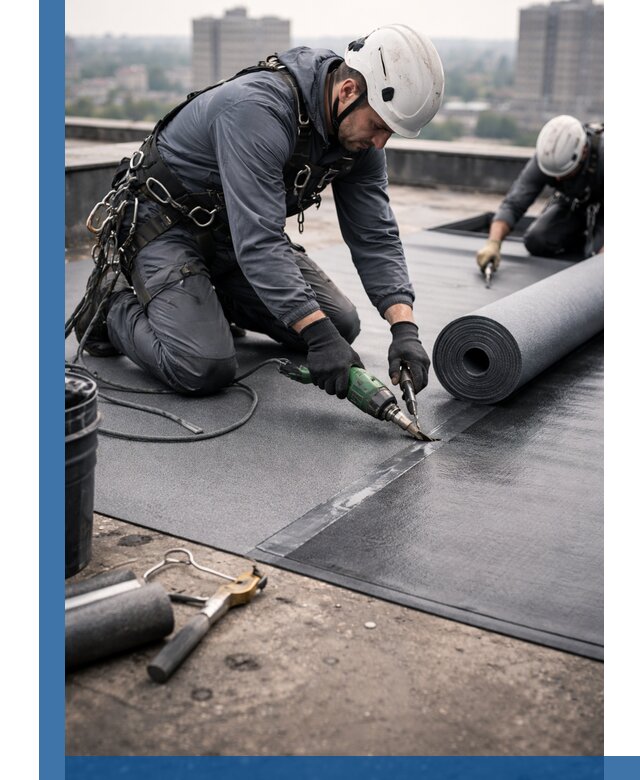 Ремонт мягкой кровли в Острогожске с выездом промальпинистов