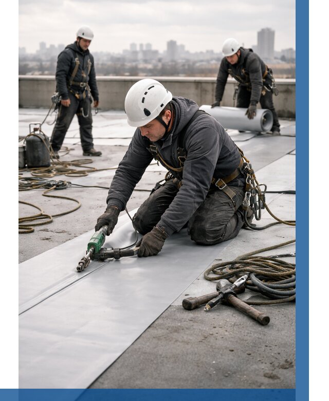 Ремонт мембранной кровли в Острогожске от 1878 р./м2 | ВЫСОТНИК-Стг