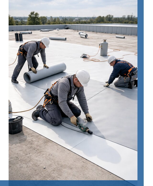 Монтаж мембранной кровли под ключ в Острогожске от 1252 р. | ВЫСОТНИК-Стг