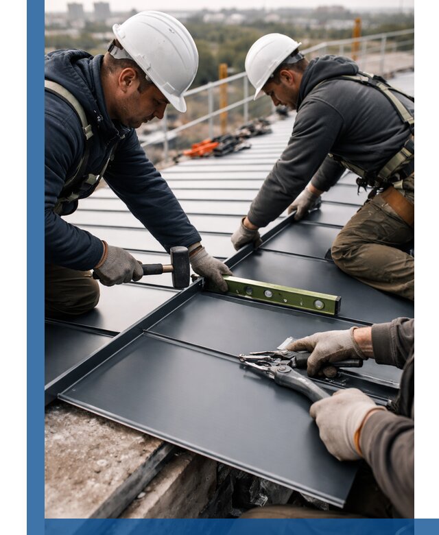 Монтаж фальцевой кровли в Острогожске для промышленных зданий