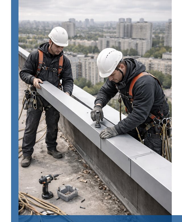 Монтаж парапетных крышек и ограждений кровли в Острогожске