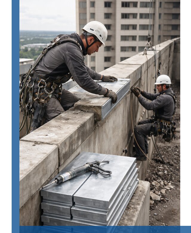 Замена парапетных крышек и установка новых в Острогожске