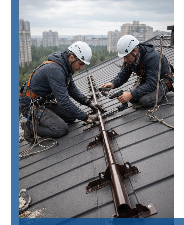 Монтаж снегозадержателей на кровле зданий в Острогожске под ключ