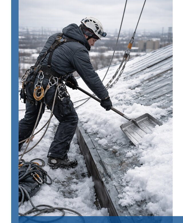 Профессиональная очистка кровли от снега и наледи в Острогожске