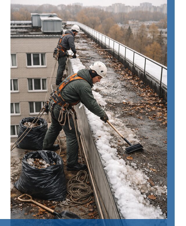 Очистка кровли по периметру в Острогожске от 574 р. | ВЫСОТНИК-Стг