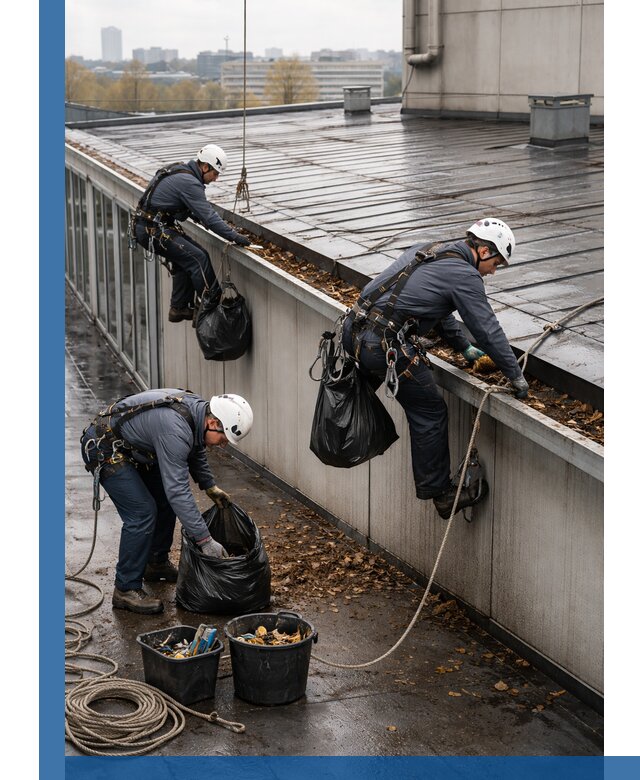 Очистка кровли по периметру в Острогожске силами промышленных альпинистов
