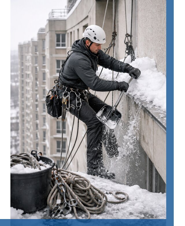 Очистка карнизов от снега в Острогожске от 313 р. | ВЫСОТНИК-Стг