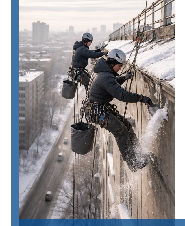 Очистка карнизов от снега в Острогожске профессионально и безопасно