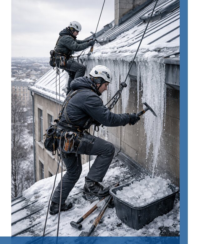 Удаление наледи с кровли в Острогожске от 5737 р. | ВЫСОТНИК-Стг