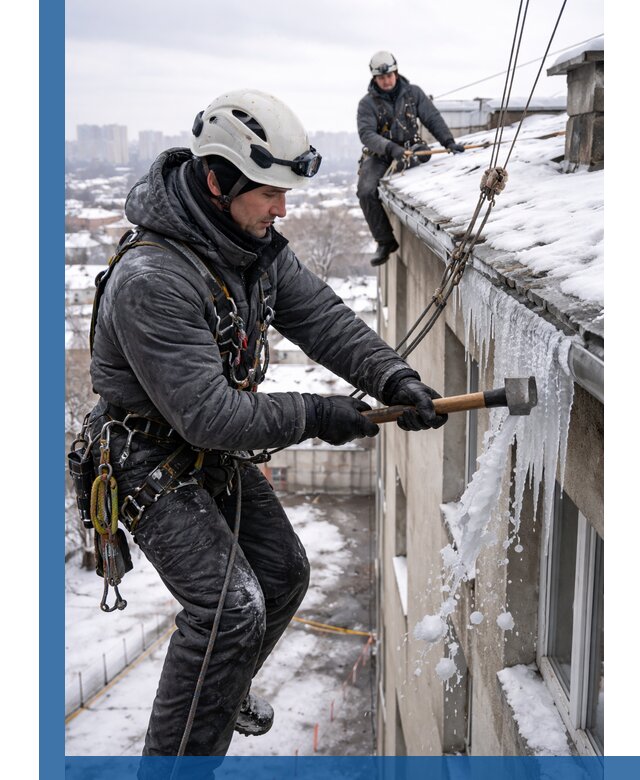 Сбивание и удаление сосулек с крыши в Острогожске безопасно