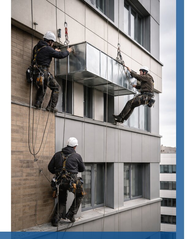 Монтаж воздуховодов на фасаде в Острогожске от 1565 р. | ВЫСОТНИК-Стг