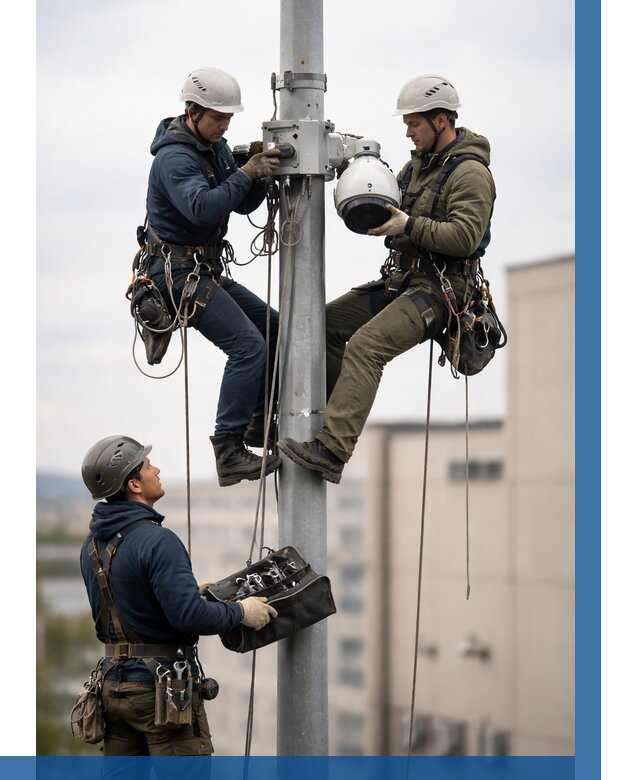 Установка видеокамер на мачте в Острогожске от 8866 р. | ВЫСОТНИК-Стг