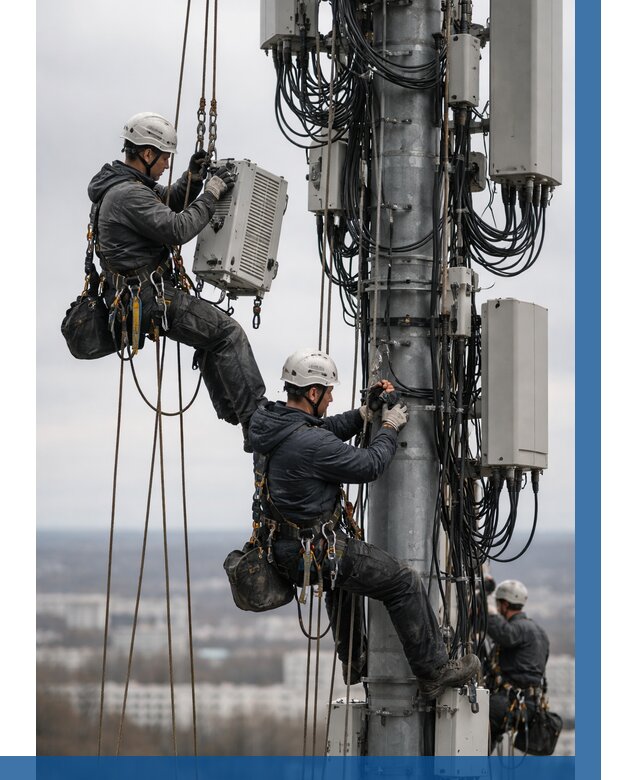 Монтаж оборудования связи на мачте в Острогожске от 7823 р. | ВЫСОТНИК-Стг