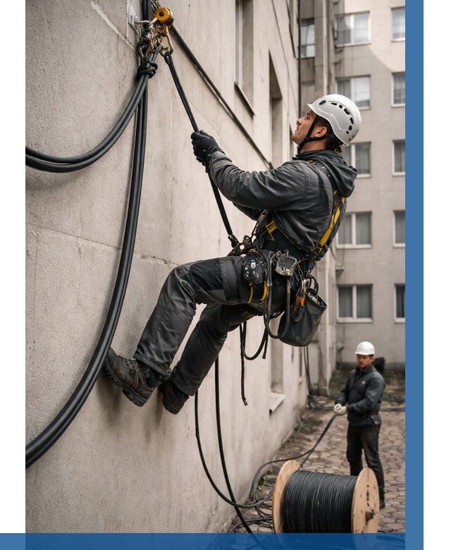 Протяжка кабеля питания на высоте в Острогожске от 469 р. | ВЫСОТНИК-Стг