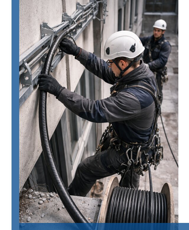 Протяжка кабеля питания на высоте в Острогожске с гарантией безопасности и качества