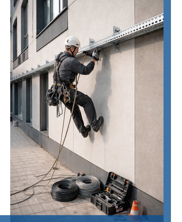 Монтаж кабельных лотков на фасаде в Острогожске от 1252 р. | ВЫСОТНИК-Стг