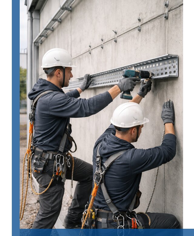 Монтаж кабельных лотков на фасаде зданий в Острогожске с гарантией