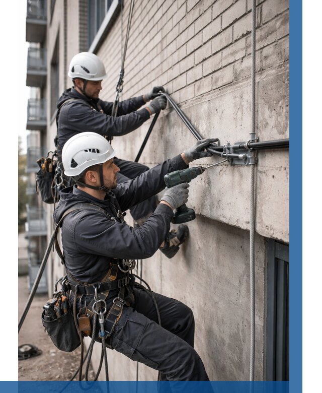 Крепление кабеля на фасаде в Острогожске от 365 р. | ВЫСОТНИК-Стг