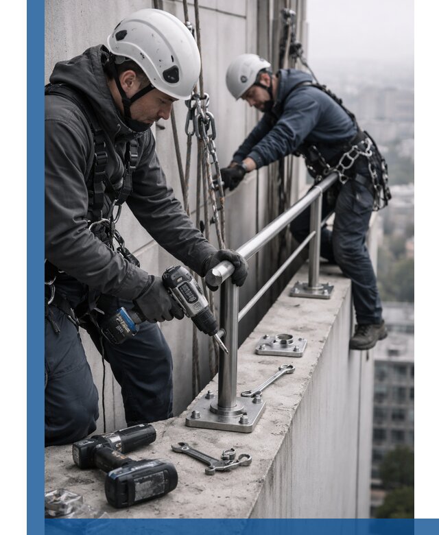 Монтаж перил на высоте в Острогожске для жилых и промобъектов