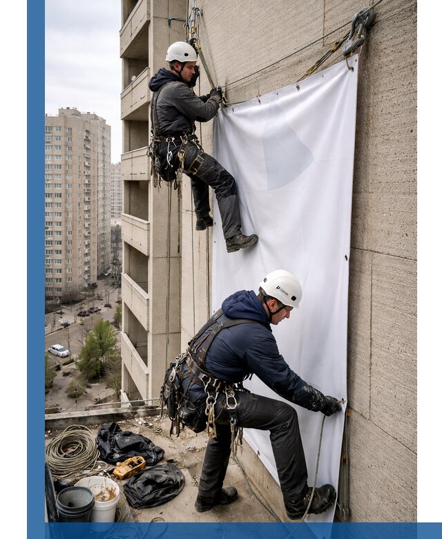 Профессиональный монтаж баннеров на фасаде в Острогожске
