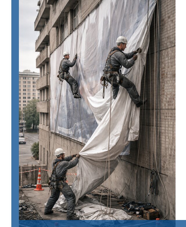 Демонтаж баннеров с фасада в Острогожске оперативно и безопасно