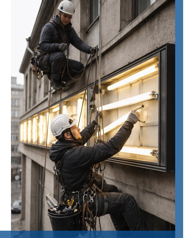 Замена ламп в вывеске в Острогожске под ключ от 3651 р. | ВЫСОТНИК-Стг
