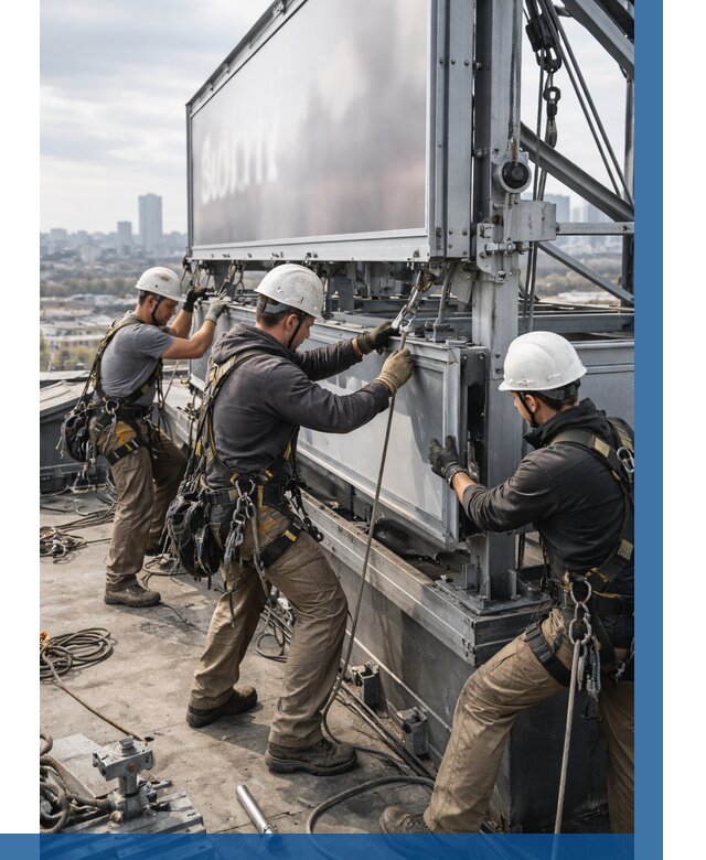 Монтаж крышной рекламной конструкции в Острогожске от 62586 р.|ВЫСОТНИК-Стг